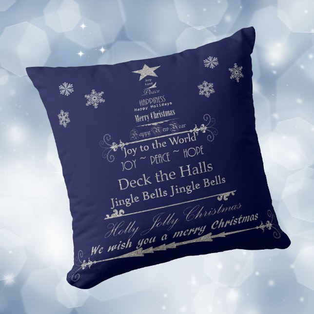 Holiday Word Art Christmas Tree Cushion (Creator Uploaded)