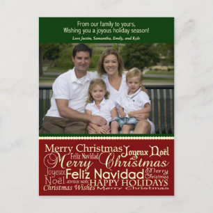 Holiday Words Collage Christmas Photo Postcard