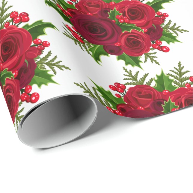 Holiday Wrapping Paper-Red Roses Paper (Roll Corner)