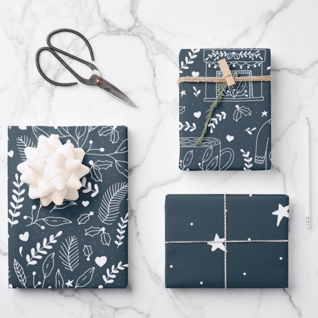 Holiday Wrapping Paper Set of 3 Sheets (Front)