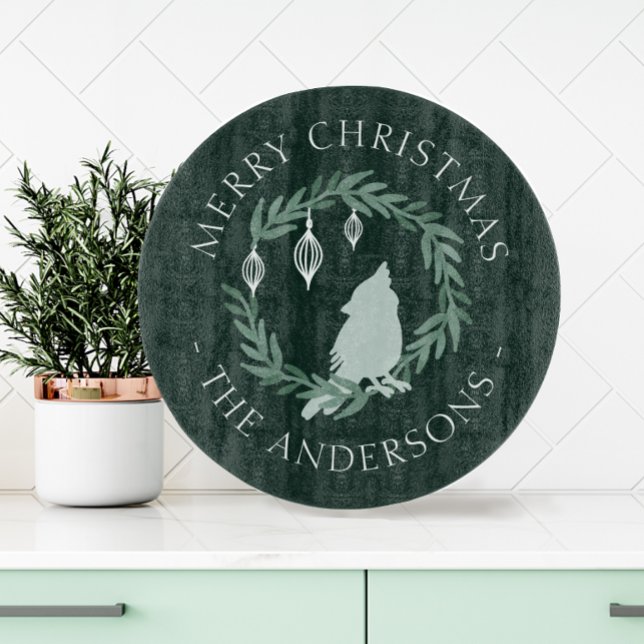 Holiday Wreath Cardinal Custom Christmas Cutting Board (Creator Uploaded)