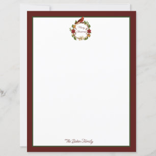 Holiday wreath Christmas stationery