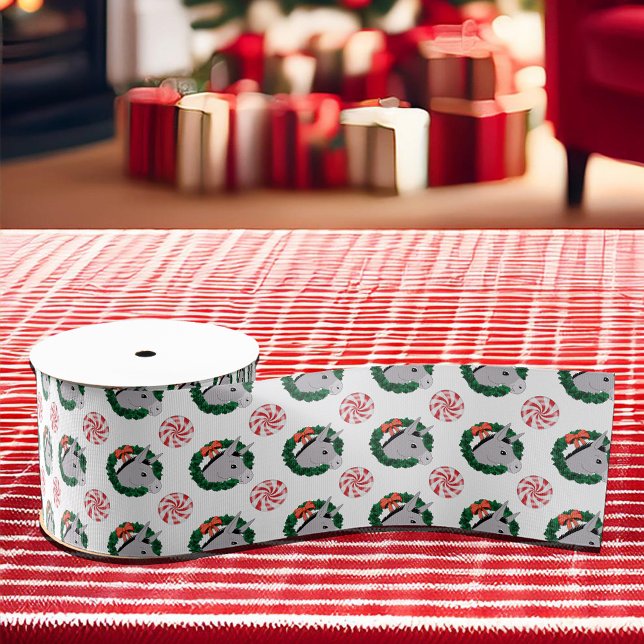 Holiday Wreath Cute Donkey Christmas Pattern Grosgrain Ribbon (Holiday Wreath Cute Donkey Christmas Pattern Grosgrain Ribbon)