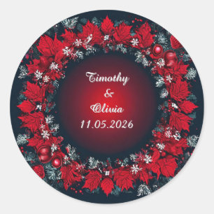 Holiday Wreath Design Classic Round Sticker