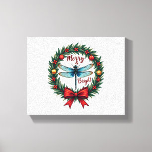 Holiday Wreath Dragonfly Canvas Print