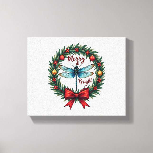Holiday Wreath Dragonfly Canvas Print (Front)