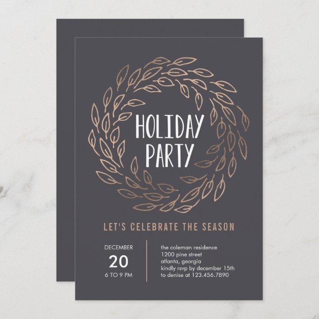 Holiday Wreath EDITABLE COLOR Party Invitation (Front/Back)