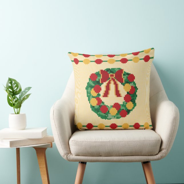 Holiday Wreath Knit Cushion (Chair)