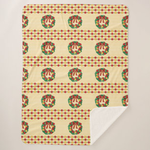 Holiday Wreath Knit Sherpa Blanket