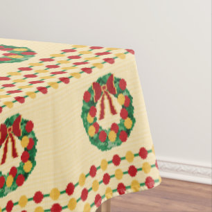 Holiday Wreath Knit Tablecloth