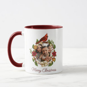 Holiday wreath photo gift mug