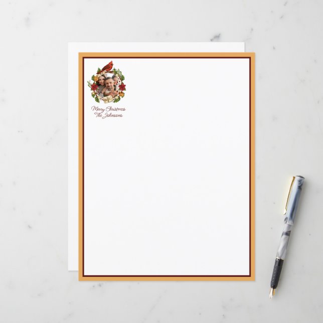 Holiday wreath photo personalised (Front/Back In Situ)