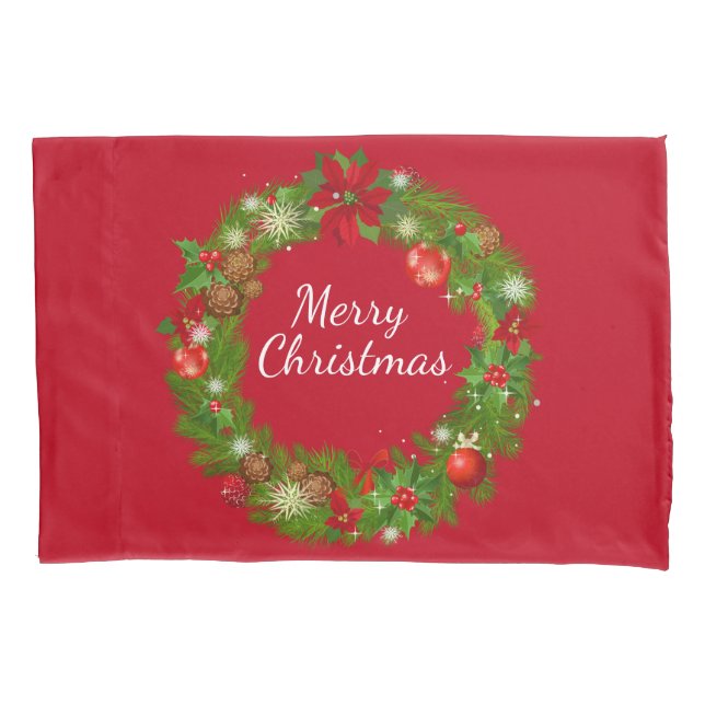 Holiday Wreath Pillowcase (Front)