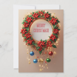 Holiday Wreath 🎄✨Poinsettia Baubles Golden Ribbon