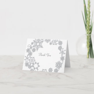Holiday Wreath Silver Thank You Card