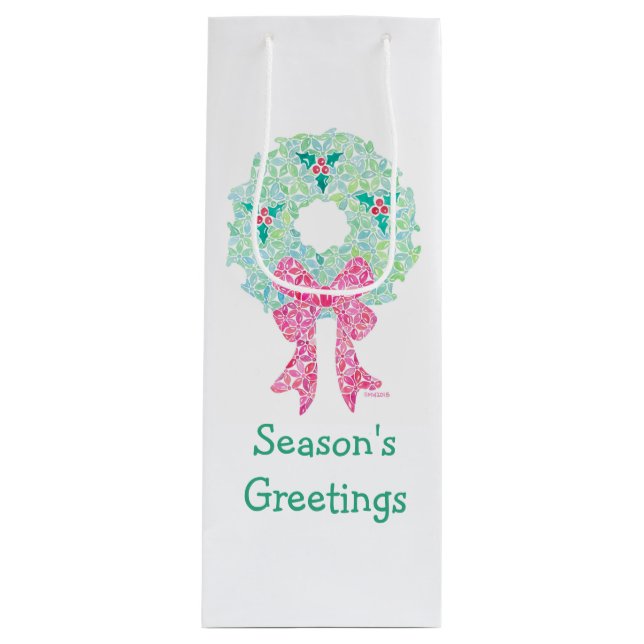 Holiday Wreath Wine Bag (Front)