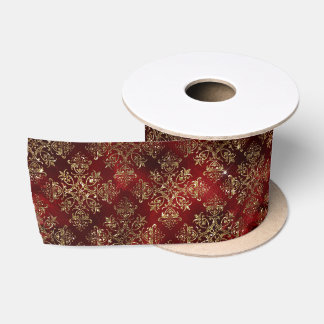 Holiday Xmas Christmas Sparkle Elegant Damask Satin Ribbon