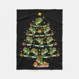 Holiday Xmas Lighting Santa B Fish Christmas Tree  Fleece Blanket