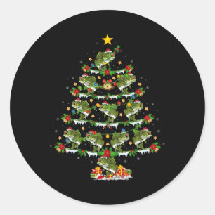 Holiday Xmas Lighting Santa Bass Fish Christmas Tr Classic Round Sticker