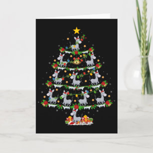 Holiday Xmas Lighting Santa Donkey Christmas Tree Card