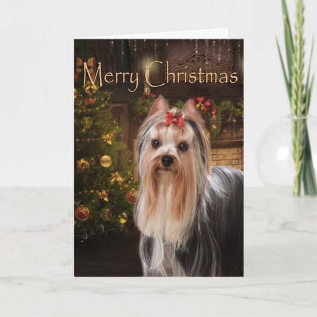 Holiday Yorkie Christmas Card (Front)