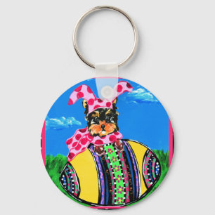 Holiday Yorkie Poos Key Ring