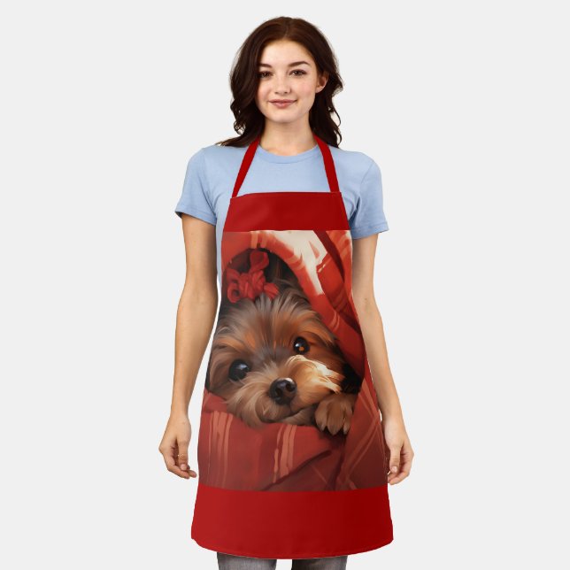 Holiday Yorkshire Terrier Apron (Worn)