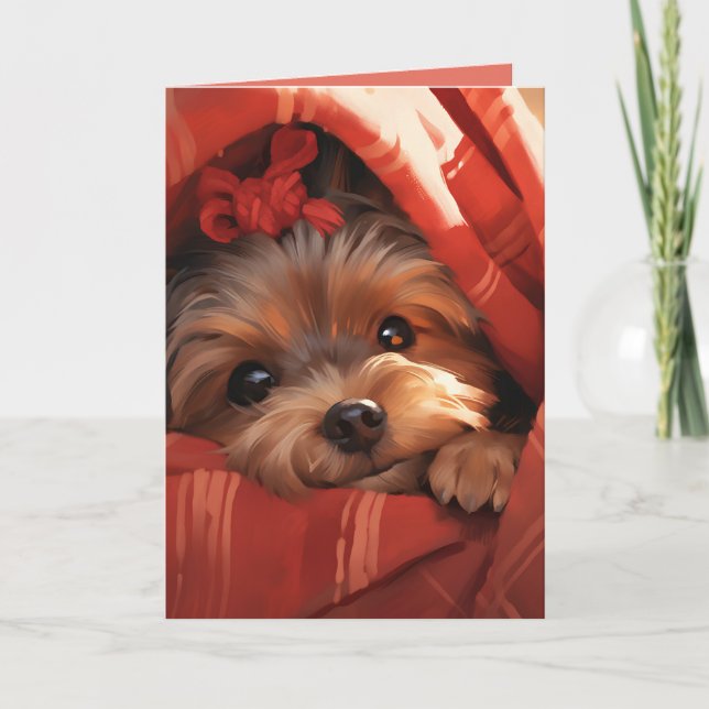 Holiday Yorkshire Terrier Card (Front)