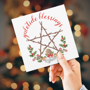 Holiday Yuletide Twig Pentacle Wicca Greeting Card