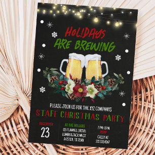 Holidays are Brewing Beer Christmas Party Invitation