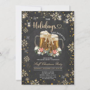 Holidays are Brewing Staff Beer Christmas Party Invitation