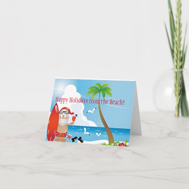 Holidays at the Beach with Santa Card (Front)