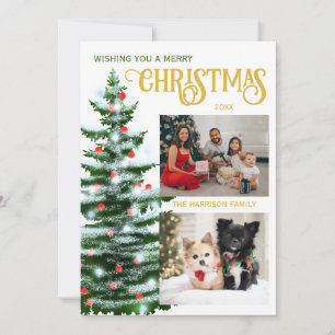 Holidays Christmas Tree Two Family Photo Collage Holiday Card