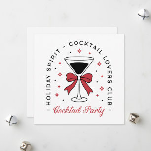 Holidays Cocktail party coquette bow aesthetic Holiday Card