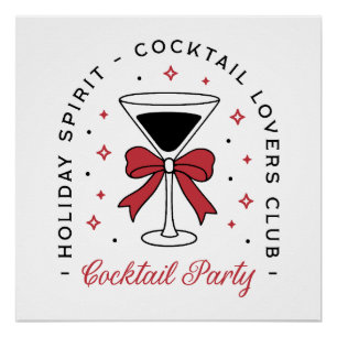 Holidays Cocktail party coquette bow aesthetic Poster