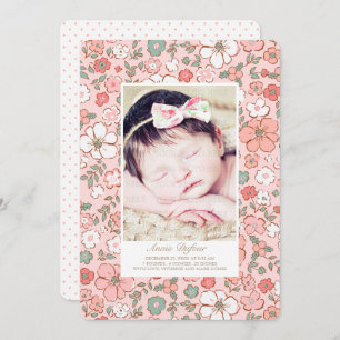 Holidays Floral Birth Announcement Photo Template