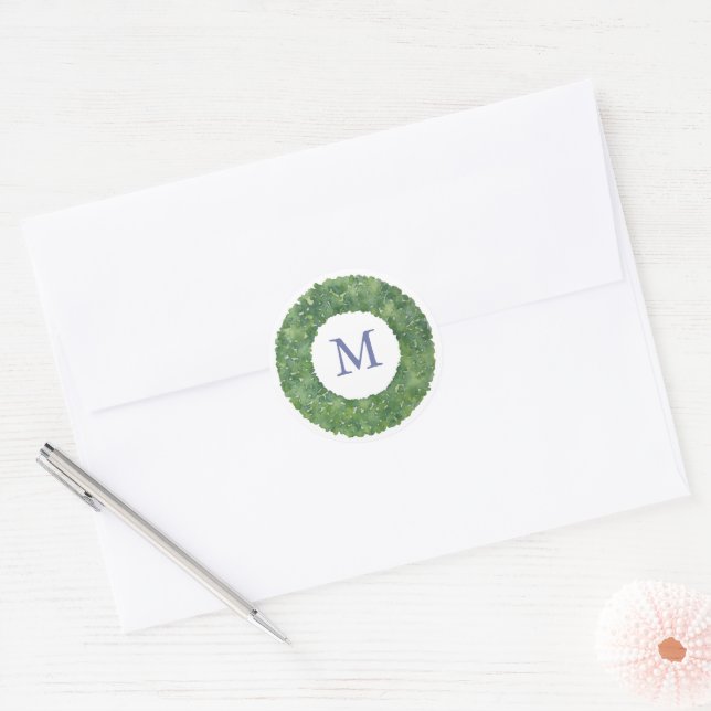 Holidays Greenery Wreath Monogram Envelope Seal (Envelope)