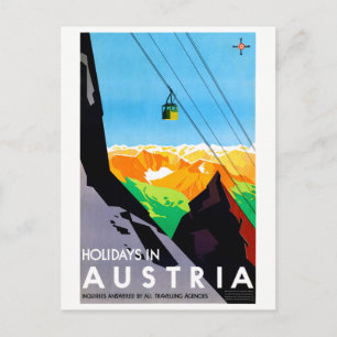 Holidays in Austria Restored Vintage Travel Poster Postcard