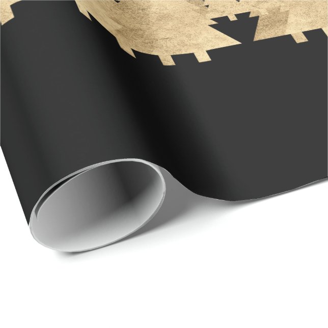 Holidays Merry Chrismastrees Black Minimal Merry1 Wrapping Paper (Roll Corner)