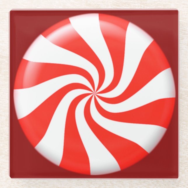 Holidays Mint Candy Custom Glass Coaster (Front)