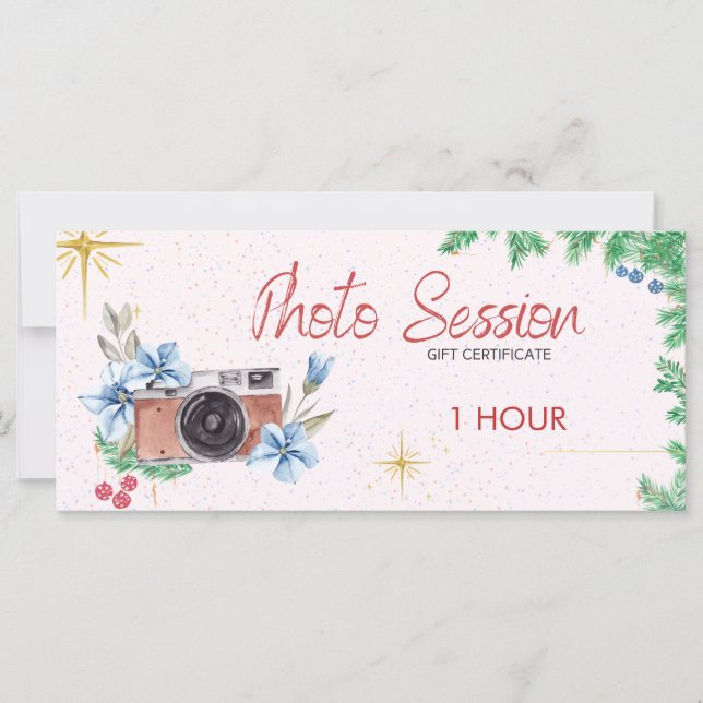 Holidays photo session voucher, gift card (Front)