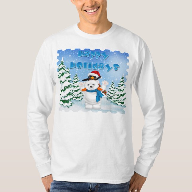 Holidays Polar Bear Penguin Men's Long Sleeve T T-Shirt (Front)