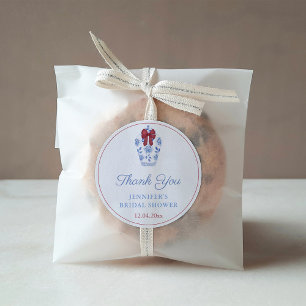 Holidays Red Bow Ginger Jar Thank You Favour Classic Round Sticker