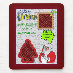Holidays Santa Greeting Tree and Square Add Photos Mouse Pad