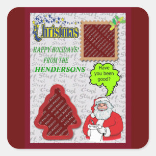 Holidays Santa Greeting Tree and Square Add Photos Sticker