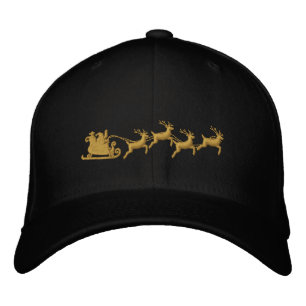 Holidays Santa Sleigh Ride Scene Embroidery Embroidered Hat