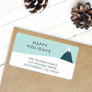 Holidays Snow Mountain   Scandi Return Address Label