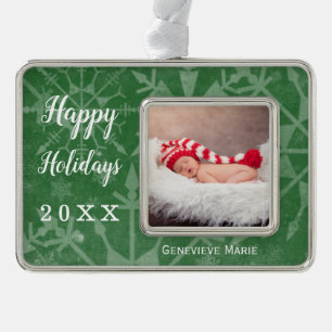 Holidays Snowflake Keepsake Year Photo Silver Plated Framed Ornament