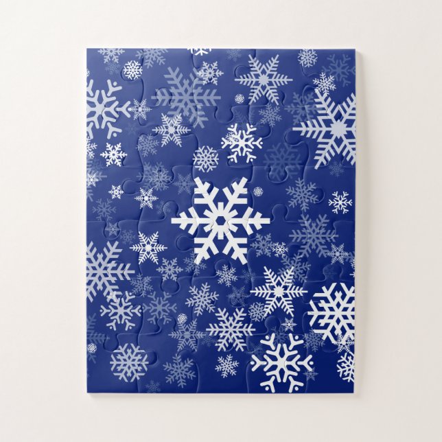Holidays Snowflakes Navy Blue for Everyone Jigsaw Puzzle (Vertical)