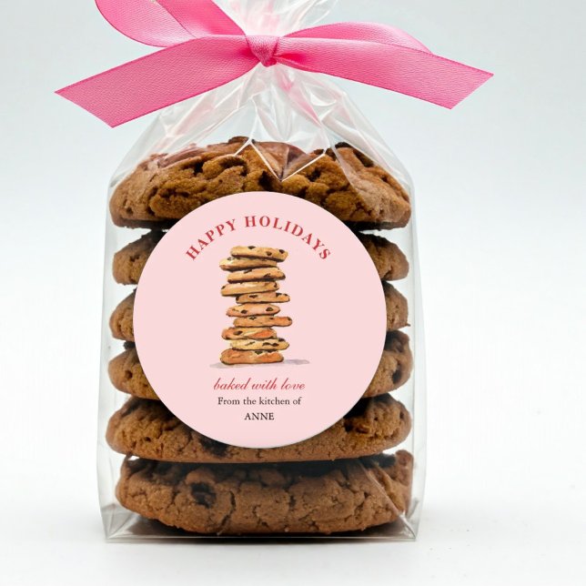 Holidays watercolor Chocolate chip cookie Classic Round Sticker (Creator Uploaded)